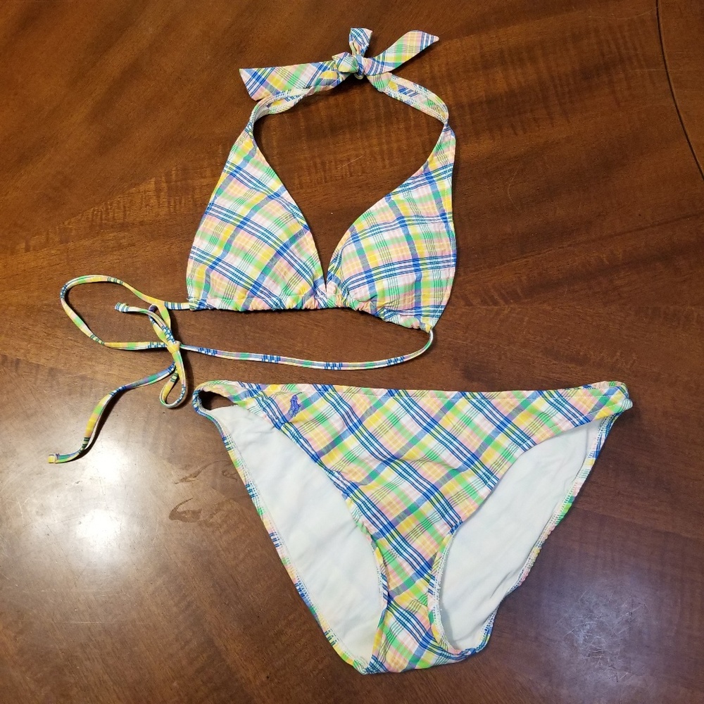 Ralph Lauren madras swim bikini M/XS